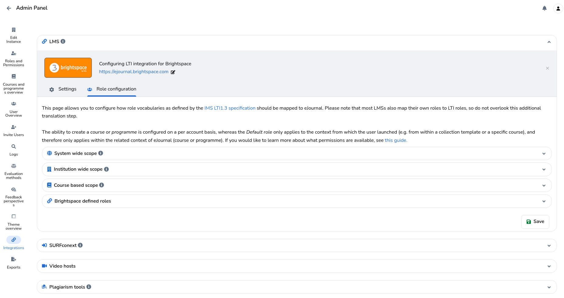 Instance role configuration
