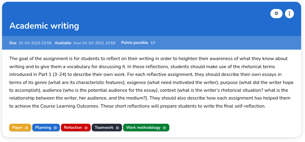 Assignment details example