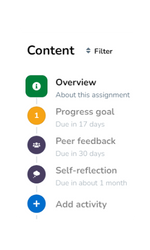 Example activities in the timeline