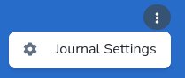 Specific journal menu expanded with journal settings available