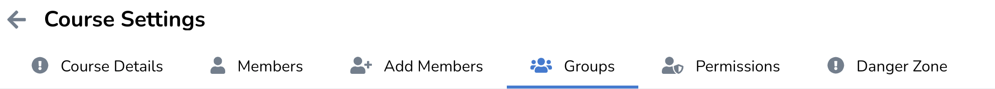 Course settings groups tab highlighted
