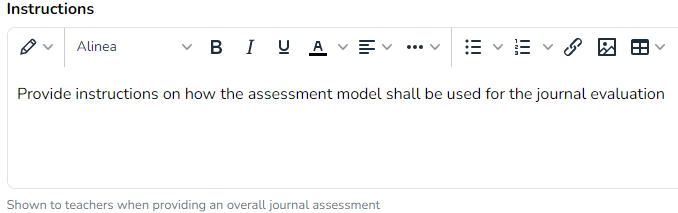 Assessment model instructions