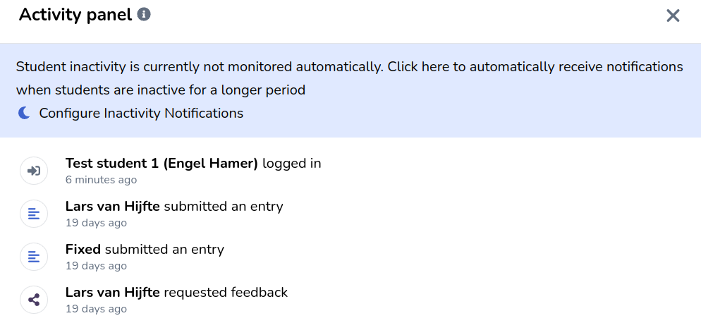 Activity panel overview example