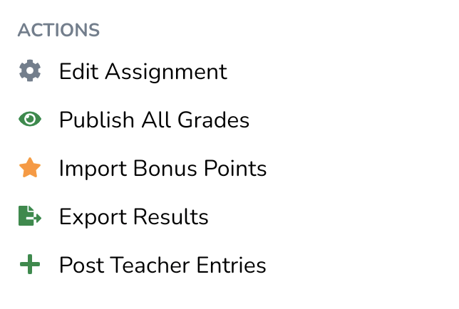 Assignment actions menu